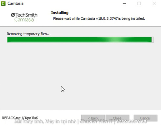 Đợi phần mềm Camtasia 2018 Full Crack cài đặt hoàn tất