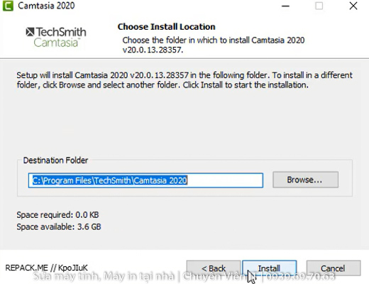 chọn Install