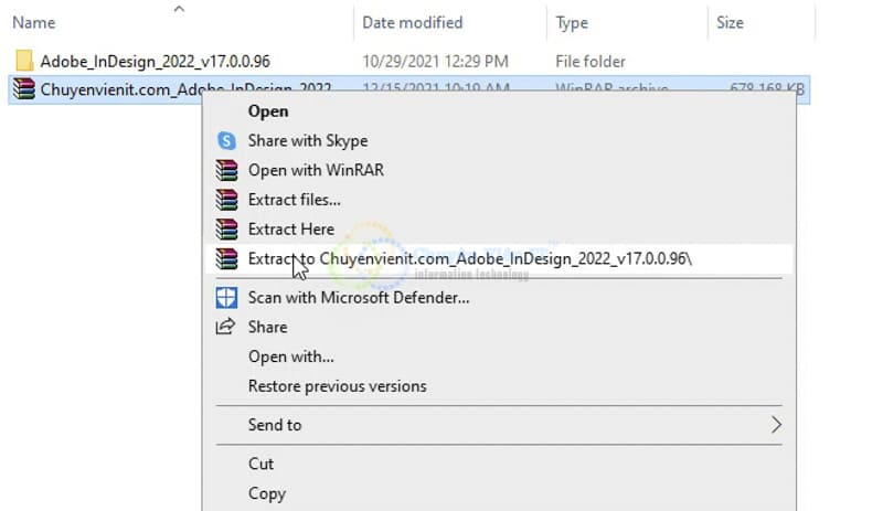Giải nén phần mềm Adobe Indesign 2022