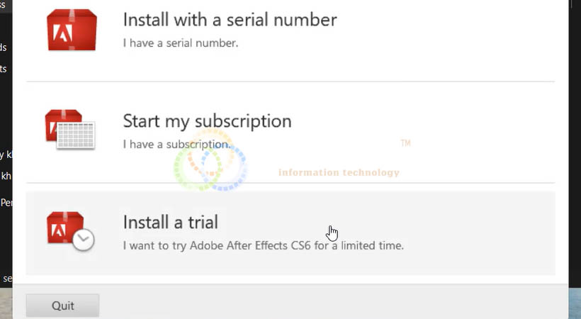 Chọn Install a trial