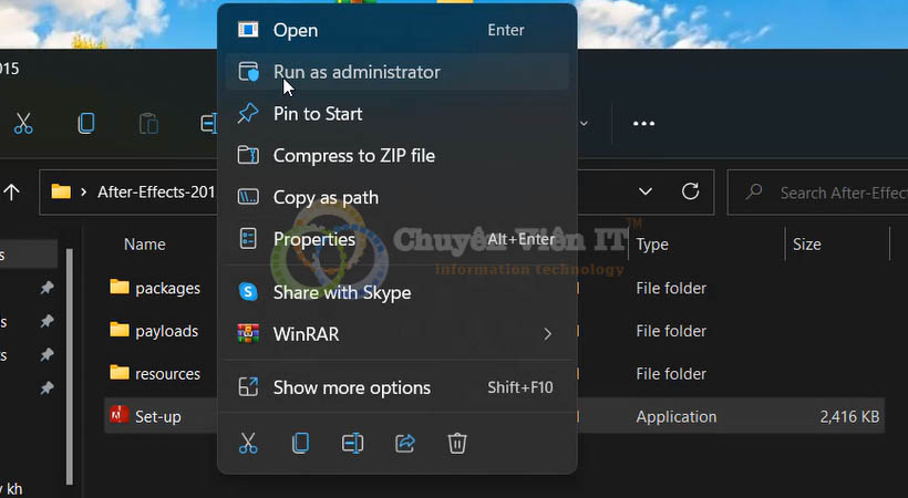 Chạy File Setup After Effects 2015