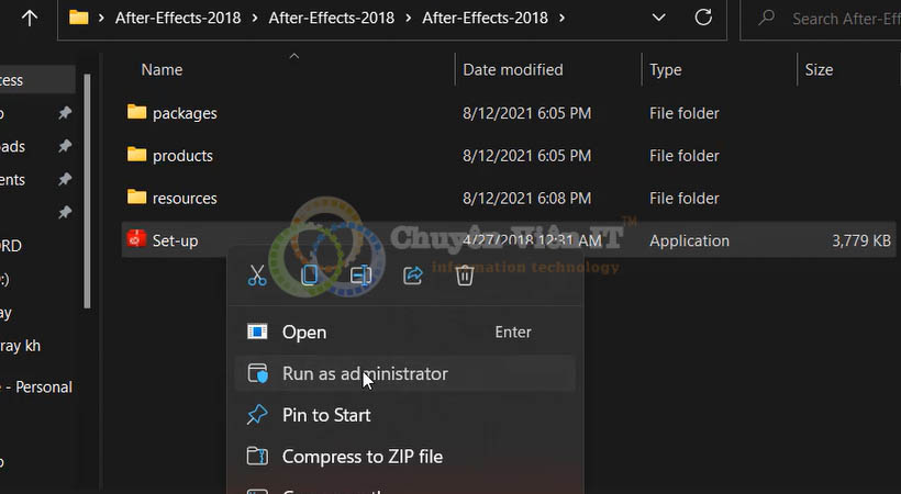 Chạy File Setup After Effects 2018