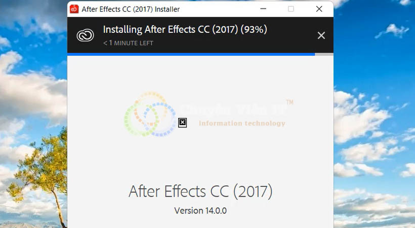 Đợi cài đặt After Effects 2017