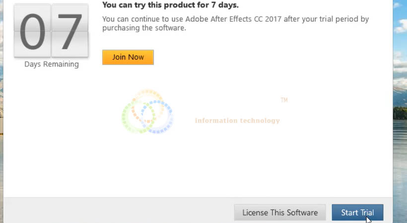 Chọn Start Trial