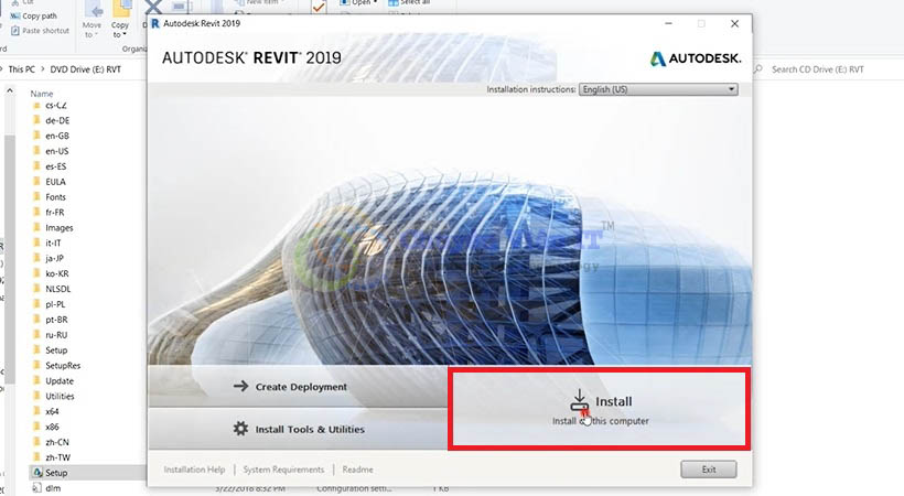 Chọn install