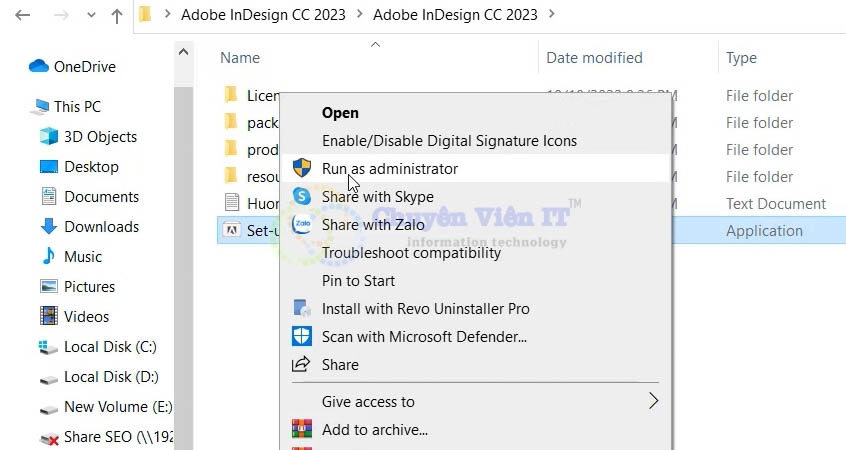 Chạy File setup