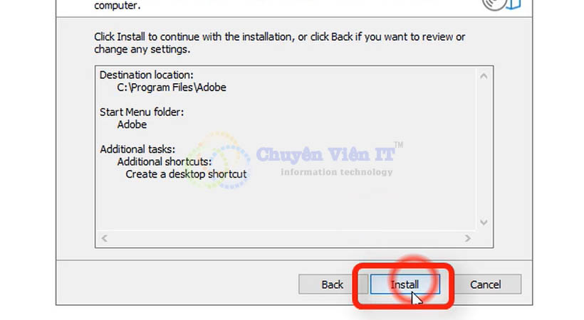 Chọn Install