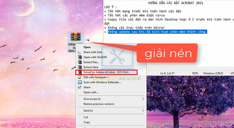 Giải nén file cài đặt Adobe Acrobat 2021.