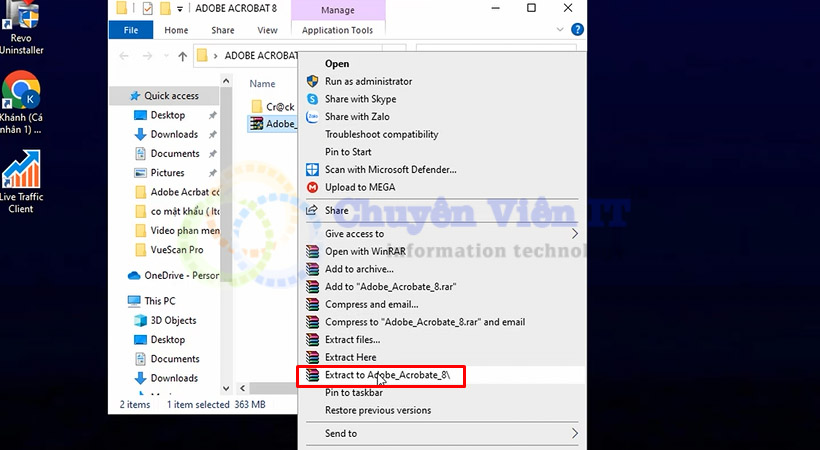 Tiếp tục giải nén file như hình.