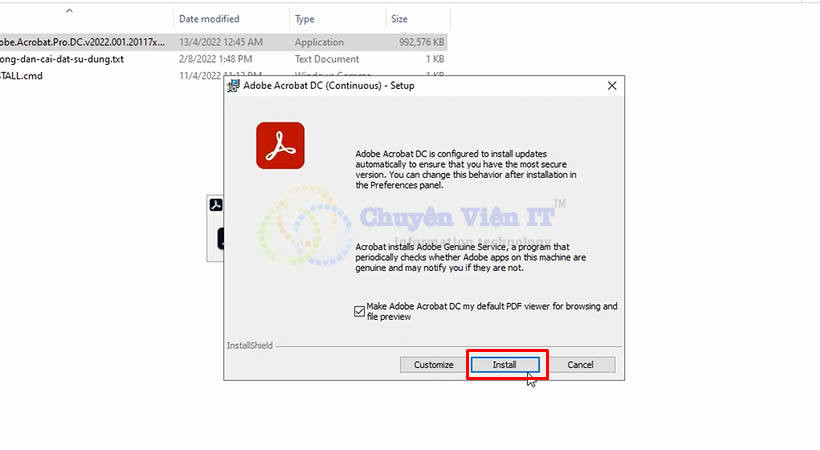 Chọn Install