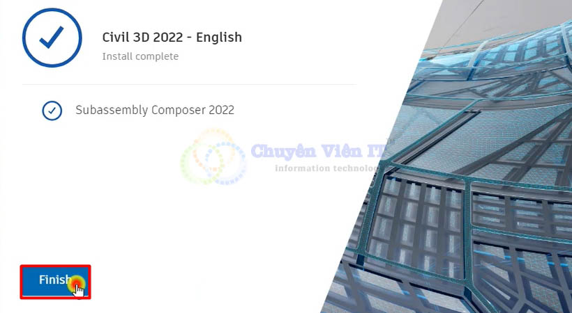 Chọn Finish