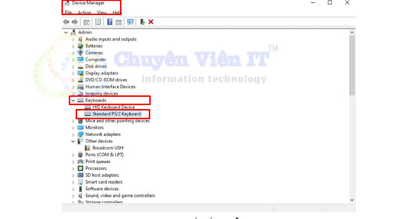 Click chuột phải vào mục “Standard PS/2 Keyboard”
