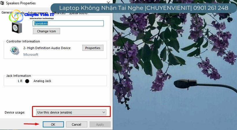 Chọn Use this device ở Device Usage và nhấn OK.