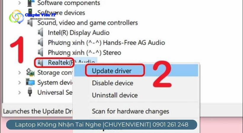 Nhấn chuột phải vào RealTek ( R ) Audio > Uninstall device.