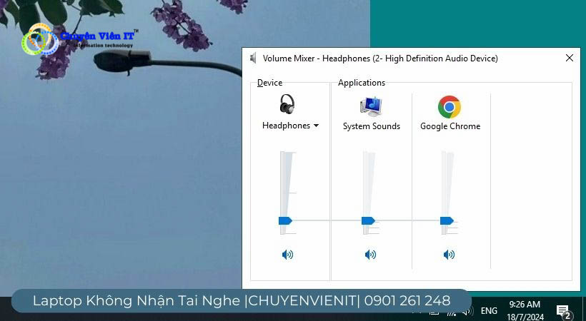 Xem âm thanh của loa và các chương trình đang hoạt động.