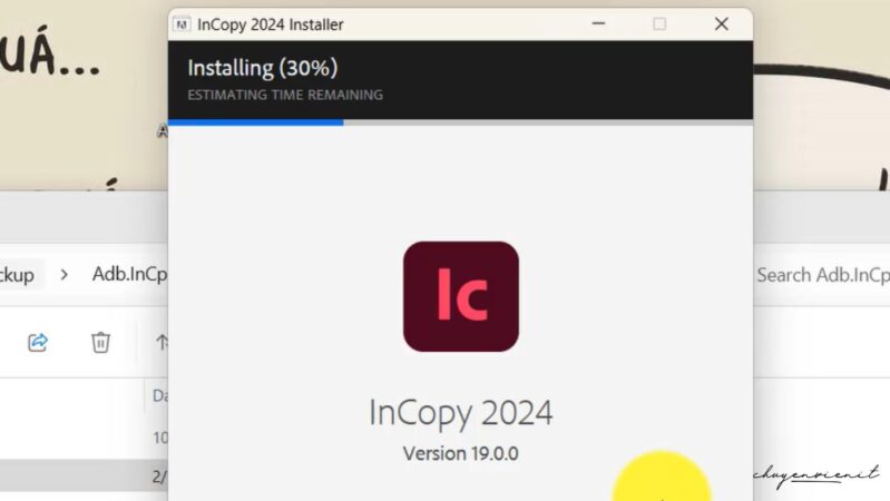 Đợi cài đặt Incopy 2024