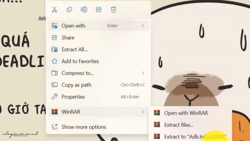 Giải nén file Incopy 2024 mới tải về máy tính