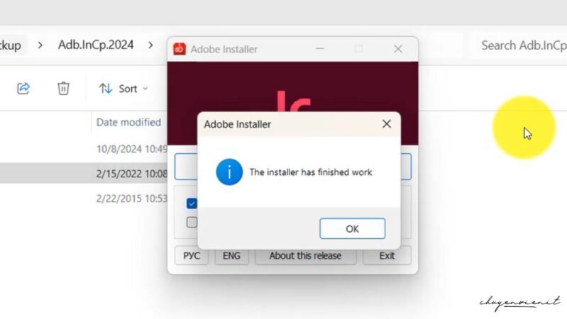 Nhấn ok là đã hoàn thành phần cài đặt