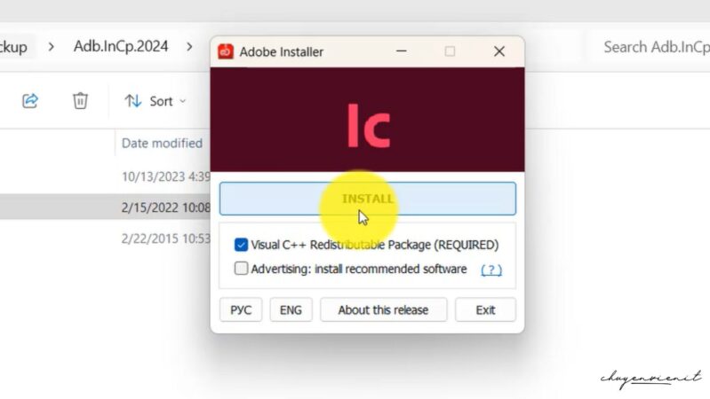 Tích chọn như hình sau đó nhấn Install